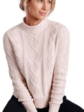 Kuhl Blush Pink Cable-Knit Turtleneck Sweater
